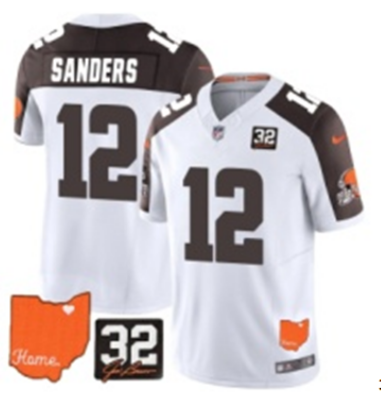 Men Cleveland Browns #12 Sanders white Nike NFL 2025 Jersey 002->cleveland browns->NFL Jersey